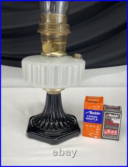 Antique Vtg COMPLETE Aladdin Oil Lamp B-124 Corinthian Black & White Moonstone