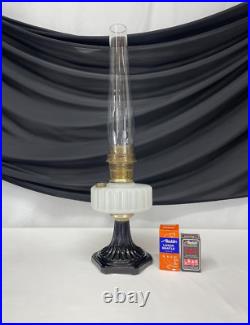 Antique Vtg COMPLETE Aladdin Oil Lamp B-124 Corinthian Black & White Moonstone