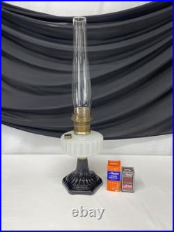 Antique Vtg COMPLETE Aladdin Oil Lamp B-124 Corinthian Black & White Moonstone