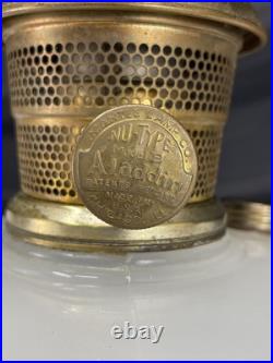 Antique Vtg COMPLETE Aladdin Oil Lamp B-124 Corinthian Black & White Moonstone