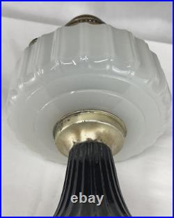 Antique Vtg COMPLETE Aladdin Oil Lamp B-124 Corinthian Black & White Moonstone