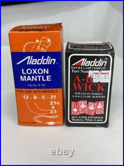 Antique Vtg COMPLETE Aladdin Oil Lamp B-124 Corinthian Black & White Moonstone