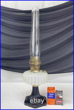 Antique Vtg COMPLETE Aladdin Oil Lamp B-124 Corinthian Black & White Moonstone