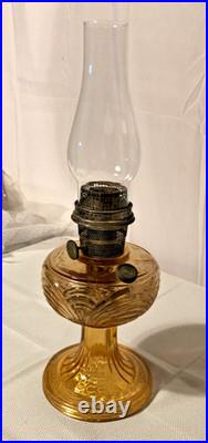 Antique Washington Drape Amber Glass Aladdin Oil Lamp/Needs TLC