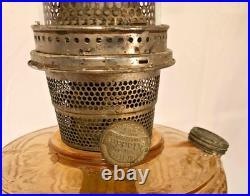 Antique Washington Drape Amber Glass Aladdin Oil Lamp/Needs TLC