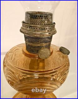 Antique Washington Drape Amber Glass Aladdin Oil Lamp/Needs TLC