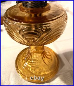 Antique Washington Drape Amber Glass Aladdin Oil Lamp/Needs TLC