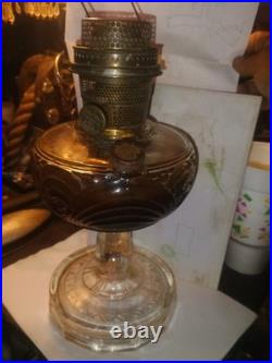 Antique Washington Drape B-41 Amber Glass Aladdin Oil Lamp