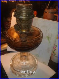 Antique Washington Drape B-41 Amber Glass Aladdin Oil Lamp