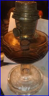 Antique Washington Drape B-41 Amber Glass Aladdin Oil Lamp
