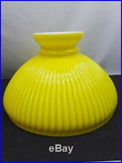 Antique Yellow Cased Glass Narrow Rib Oil Kerosene Lamp Shade 12 Aladdin B&H