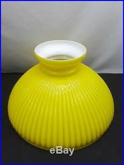 Antique Yellow Cased Glass Narrow Rib Oil Kerosene Lamp Shade 12 Aladdin B&H