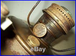 Antique aladdin brass Caboose Railroad wall Kerosene oil lamp stamped CPR