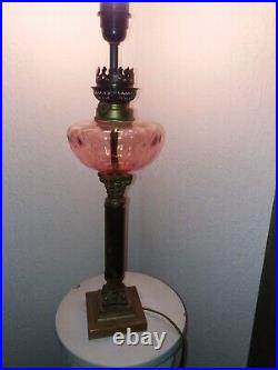 Antique kerosene lamp fitted with electricity