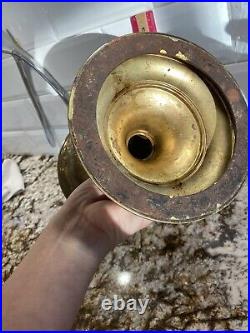 Antique victorian Brass Aladdin No. 8 kerosene oil lamp With Mantle And Shade