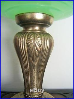 Antique vintage Aladdin Majestic Corinthian jadite green lamp base kerosene oil