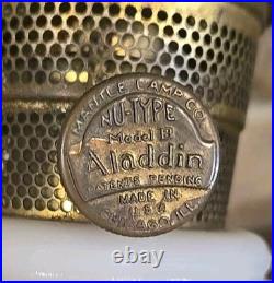 Antique / vintage Rare Aladdin B pink Alacite Lincoln Drape Kerosene / oil lamp