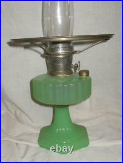 Apple Green Moonstone Aladdin Lamp Model B-111 Corinthian Lamp with Burner & Shade