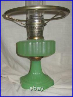 Apple Green Moonstone Aladdin Lamp Model B-111 Corinthian Lamp with Burner & Shade
