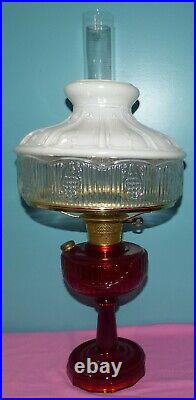 B 77 Aladdin Ruby Red /Amberina Tall Lincoln Drape Lamp with Shade