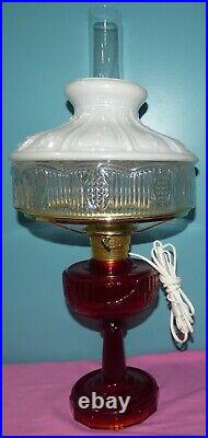 B 77 Aladdin Ruby Red /Amberina Tall Lincoln Drape Lamp with Shade