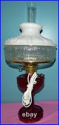 B 77 Aladdin Ruby Red /Amberina Tall Lincoln Drape Lamp with Shade