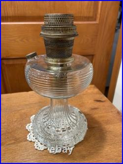 B-80 Aladdin Nu-Type Model B Clear crystal Footed Beehive Kerosene Oil Lamp