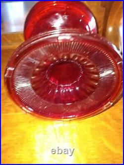 B 83 Aladdin Ruby Red Crystal Beehive Glass Lamp Fount only