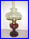 B 83 Aladdin Ruby Red Crystal Beehive Glass Oil Lamp with Shade