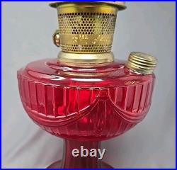 B62 Aladdin Ruby Crystal Short Lincoln Drape SLD Glass Lamp