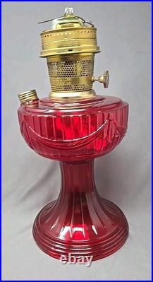 B62 Aladdin Ruby Crystal Short Lincoln Drape SLD Glass Lamp