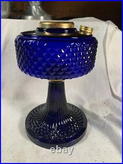 Beautiful ALADDIN style Cobalt-Blue Glass Quilt Kerosene Oil Lamp Base