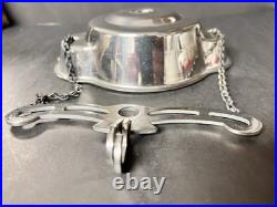 Beautiful Aladdin Hanging Kerosene Lamp Chrome Ceiling Retractor Works Great