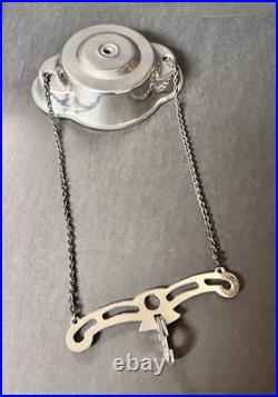 Beautiful Aladdin Hanging Kerosene Lamp Chrome Ceiling Retractor Works Great