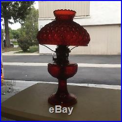 Beautiful All Original Old Aladdin Red Lincoln Drape Kerosene Lamp Guarante