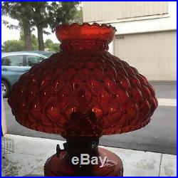 Beautiful All Original Old Aladdin Red Lincoln Drape Kerosene Lamp Guarante