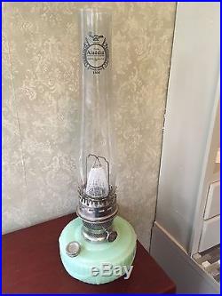 Beautiful Retired Green Moonstone Aladdin Mantle Shelf Lamp Lincoln Drape