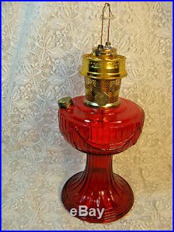 Beautiful Ruby Red Vintage Aladdin Lincoln Drape Kerosene Oil Lamp