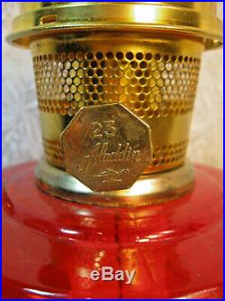 Beautiful Ruby Red Vintage Aladdin Lincoln Drape Kerosene Oil Lamp