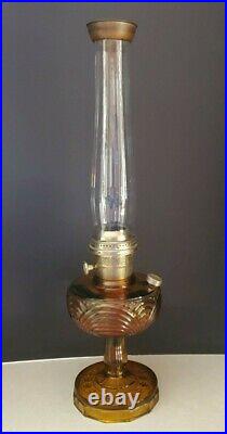 Beautiful Vintage Amber 24 Model C Washington Drape Aladdin Kerosene / Oil Lamp