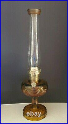 Beautiful Vintage Amber 24 Model C Washington Drape Aladdin Kerosene / Oil Lamp