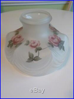Beautiful Vintage Frosted Glass Lamp Shade Roses for Aladdin Coleman Rayo