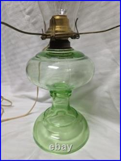 Beautiful Vintage Green Uranium Glass 22 Oil Electric Lamp Jade Shade Aladdin