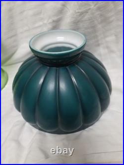 Beautiful Vintage Green Uranium Glass 22 Oil Electric Lamp Jade Shade Aladdin