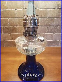 Brand New Aladdin Short Lincoln Drape Complete Lamp Cobalt Blue And Clear