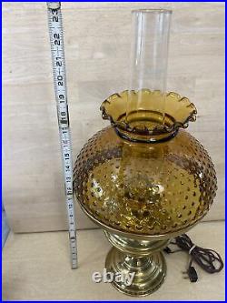 Brass Lamp Electric Amber Shade Aladdin Hurricane Electrified Oil Lamp