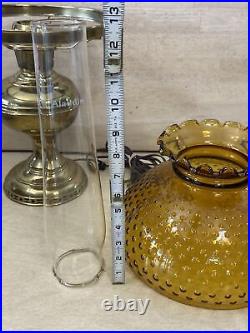 Brass Lamp Electric Amber Shade Aladdin Hurricane Electrified Oil Lamp