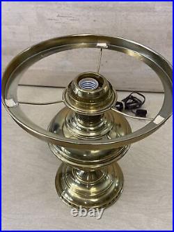 Brass Lamp Electric Amber Shade Aladdin Hurricane Electrified Oil Lamp