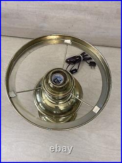 Brass Lamp Electric Amber Shade Aladdin Hurricane Electrified Oil Lamp