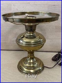 Brass Lamp Electric Amber Shade Aladdin Hurricane Electrified Oil Lamp